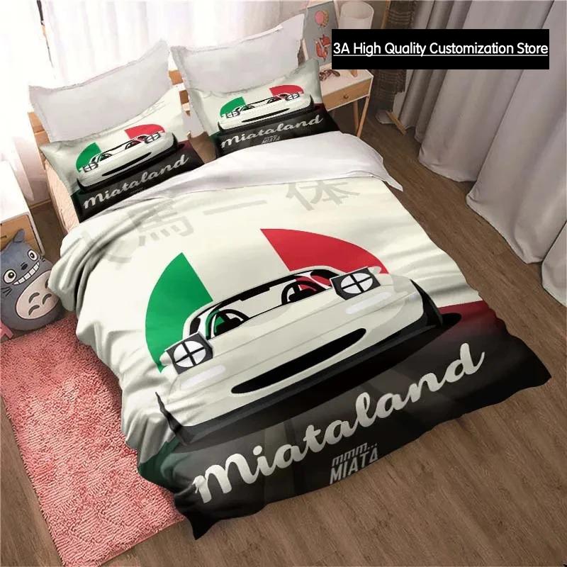 Miata MX-5 NA Racing Cartoon Jdm Car Drift Bedding Set,Duvet Cover Bed Set Quilt Cover,King Queen Twin Size Boys Girls Adults