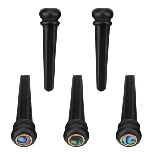 Set of 6 Ebony Guitar Bridge Pins with Abalone Shell Decoration for Acoustic Folk Guitars