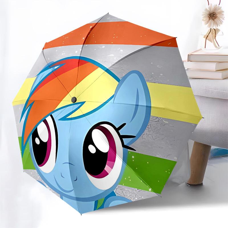 Rainbow Dash, My Little Pony Automatic Opening and Closing, 8 rib Structure Portable Umbrella, Suitable for Men and Women in All Seasons Pe