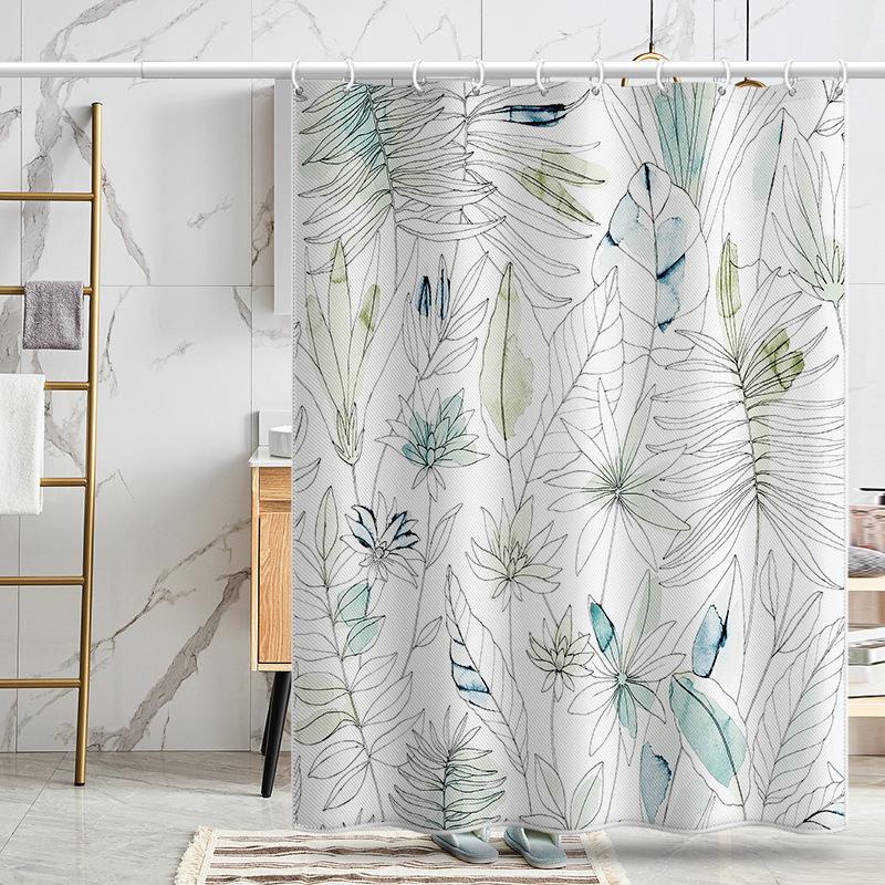 Bathroom Thickened Waterproof Curtain Mildew Proof Shower Curtain Shower Partition Curtain Shower Curtain Bathroom Curtain Free Perforation