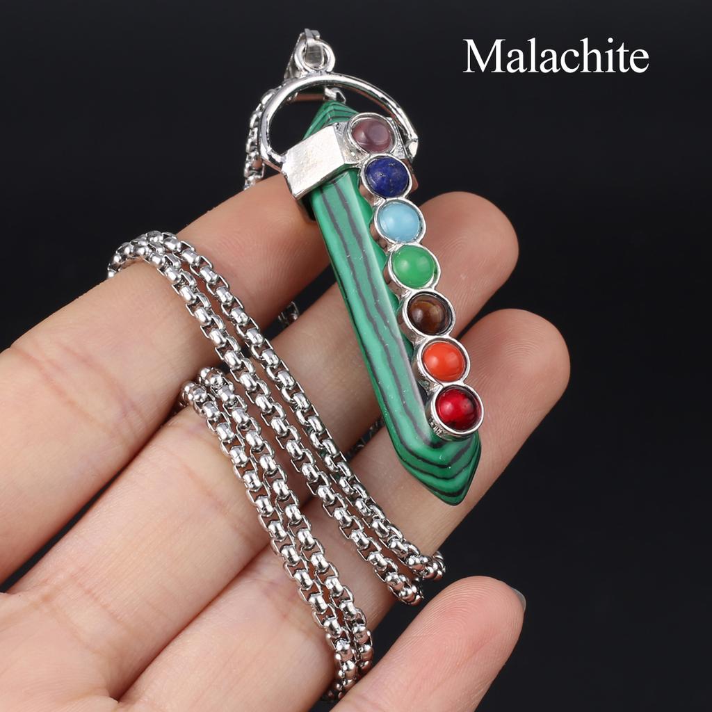 1 шт., Подвеска-кристалл для духовного исцеления, Геометрическая двусторонняя шестиугольная пирамида, Инкрустированная драгоценными камнями семи чакр, Шармы, Ожерелья для женщин и мужчин