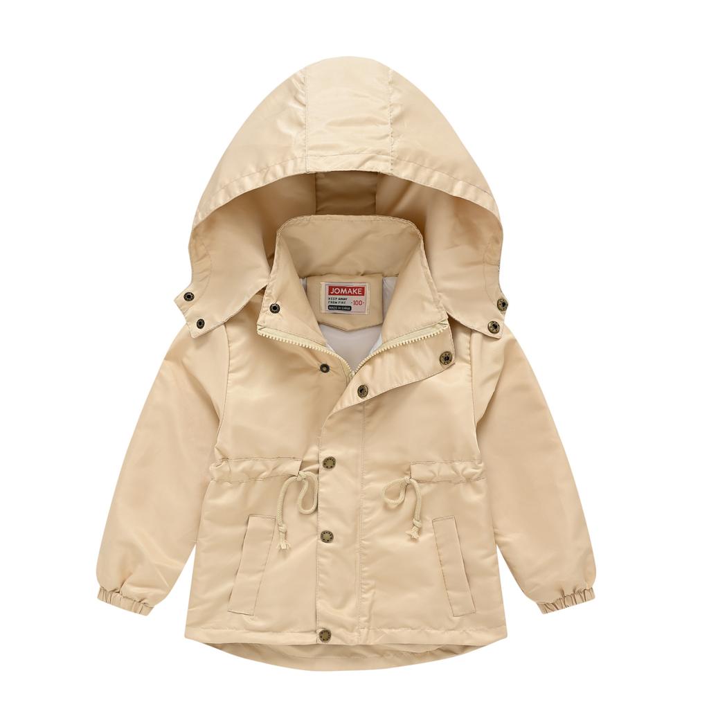 Детские куртки Детская одежда Однотонная ветровка для мальчиков и девочек с поясом Среднего и большого размера Детское осеннее пальто с капюшоном Съемный