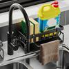 Kitchen Sink Drying Rack with Self-draining Tray Soap Sponge Holder Carbon Steel Sink Caddy Drain Rack Kitchen Sink Organizer