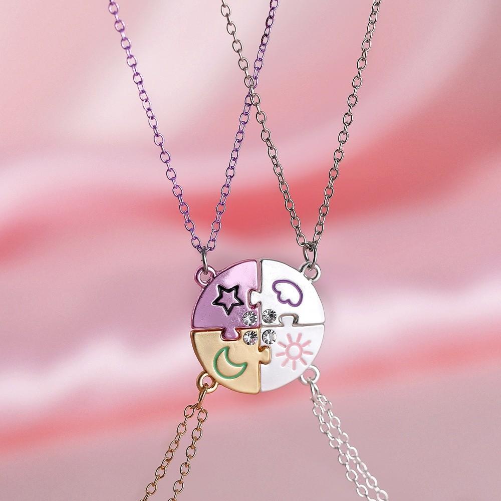 3/4 Tones Friend Necklace Adjustable BFF Friendship Jewelry Puzzle Pendant Gifts
