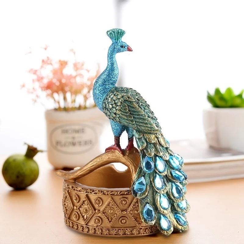 1Pcs Creative Handcraft Peacock Modelling Design Resin Ashtray Accessories Succulent Plants Pot Home Office Decor Craft