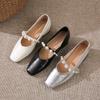 Sweet Leisure Pumps Female Slip On Square Mid Heels Square Toe Women Shoes Solid String Bead Pearl Mary Jane Shoes Woman