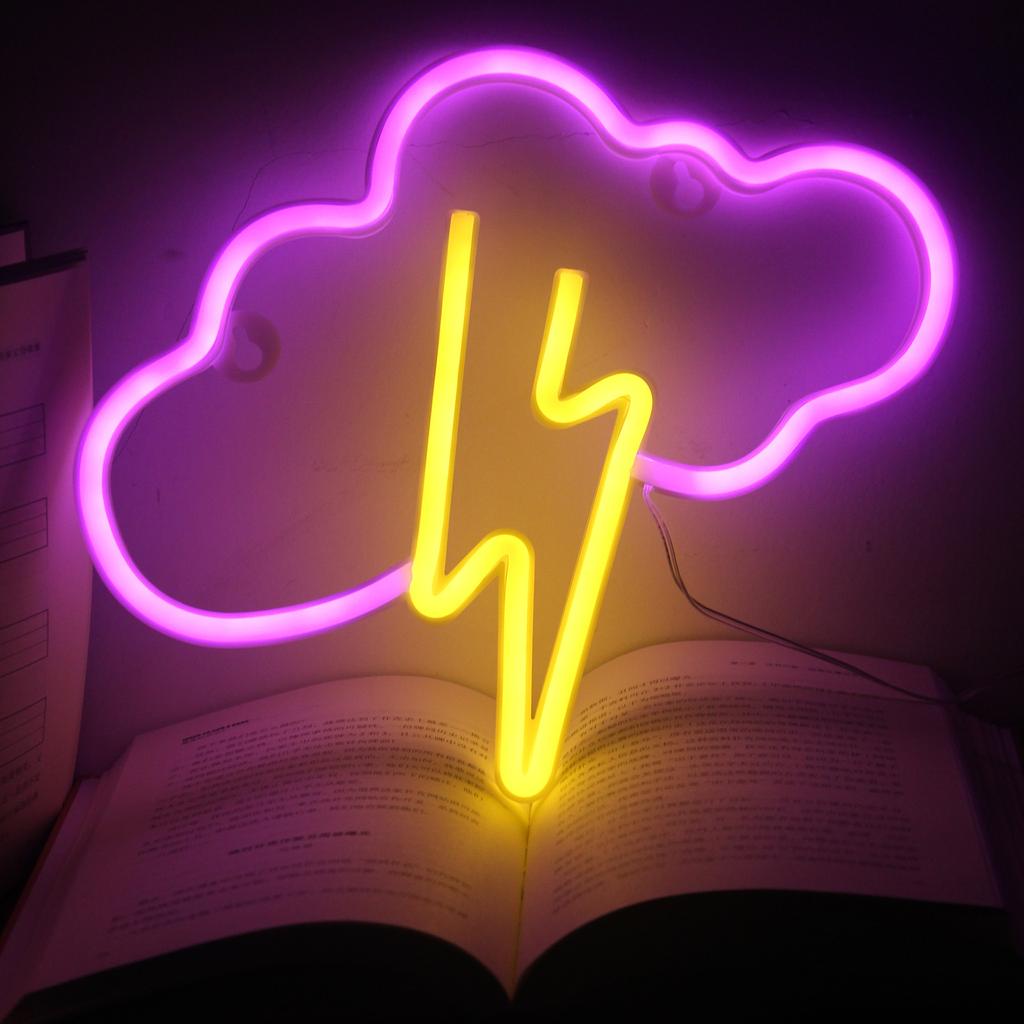 Battery/USB LED Neon Light Wall Decoration Butterfly Lightning Heart Neon Sign Night Light for Kids Bedroom Wedding Party Gift
