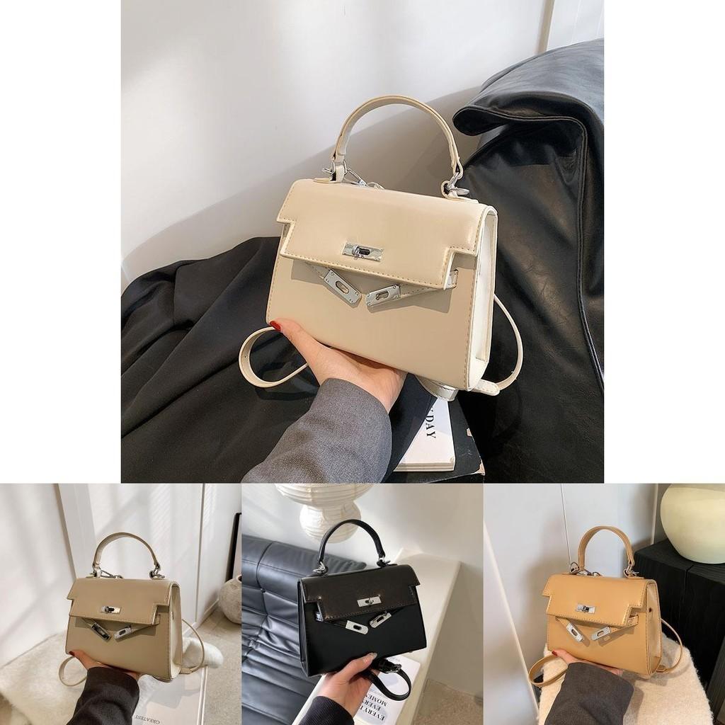 Retro Fashion Ladies Handbag 2023 New Autumn And Winter High-end Kelly Small Square Bag Cross-border Trend Khaki Black Yellow Beige
