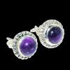 Natural Amethyst Gemstone Handmade 925 Solid Sterling Silver Stud Earrings Y2e49