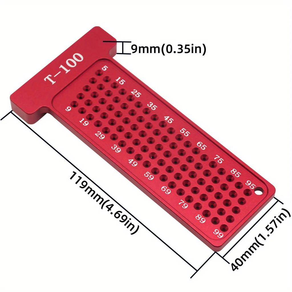 Woodworking Scribe Metric/Inch T-Square Hole Pocket Ruler Aluminum Line Drawing Gauge Carpenter Right Angle Protractor Layout
