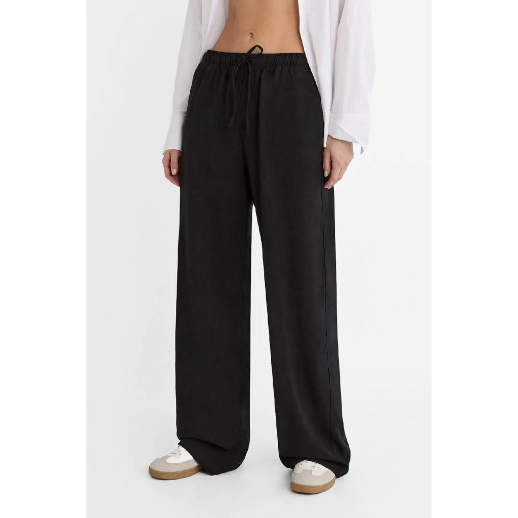 Linen Loose Cut Palazzo Trousers Ecru