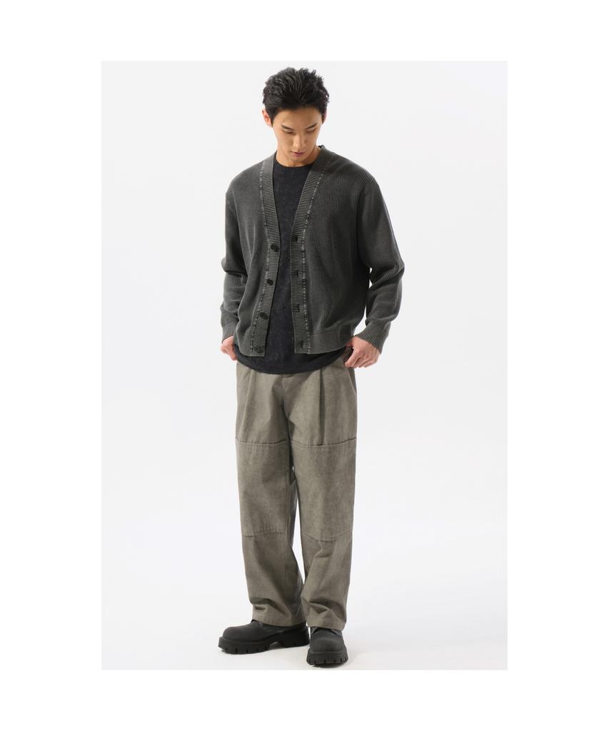 Customellow Gray Garment Dyed Cardigan Cwwas25114Gyx