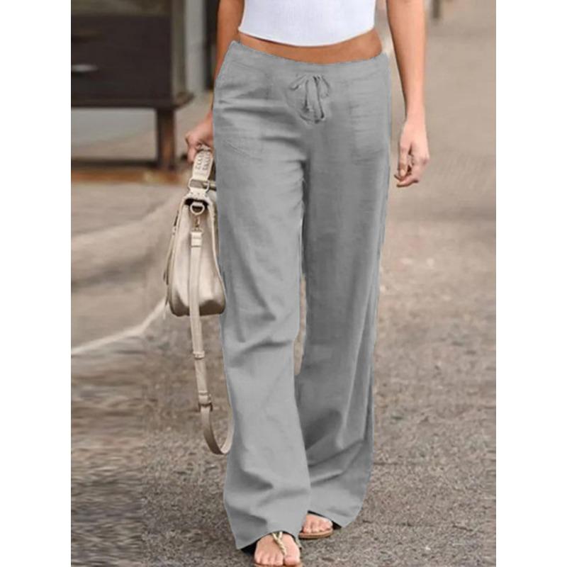 GMXIA Женские модные повседневные однотонные брюки с высокой талией и капри с принтом