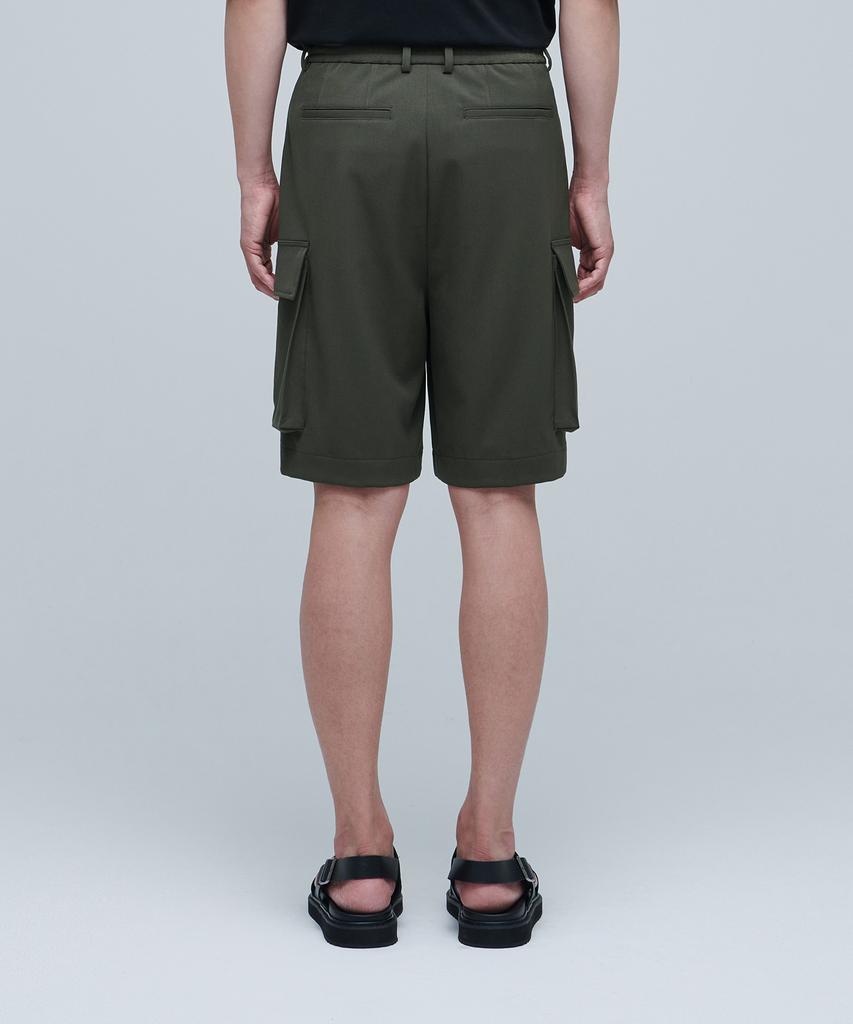 MUSINSA STANDARD Wide Banding Cargo Half Slacks [Dusty Khaki]