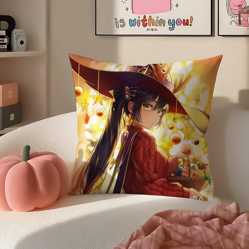 Игровой Genshin Mona Наволочка Короткий Плюш Невидимая молния Комната Диван Чехол на подушку