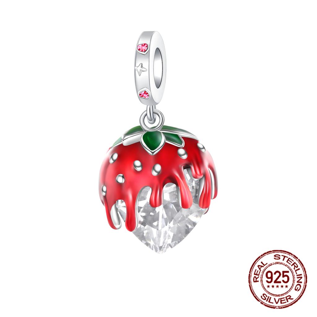 Шармы Бусины Серии Красного Цвета Медь Кровь Сердце Любовь Машина Клубника Фрукты Подвеска Подходят Оригинальному Браслету-Бэнглу DIY Ювелирные Изделия
