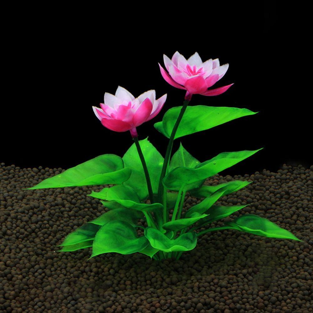 for Fish Tank Decor Beautiful Plasitc Water Grass Artificial Lotus Lotus Ornaments Aquatic Flower
