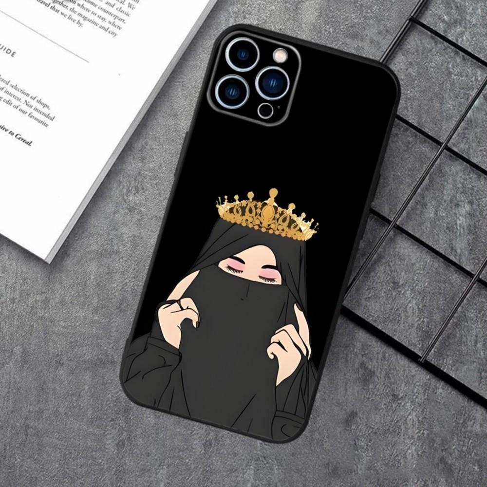 Мусульманская арабская девушка в хиджабе Чехол для телефона для Apple iPhone 15,14,13,12,11,XS,XR,X,8,7,Pro,Max,Plus,mini Силиконовый Черный Чехол