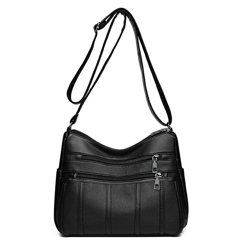 Soft Leather Bag Women's Multi-Layer Lightweight Bag Mother Bag Large Capacity Crossbody Bag