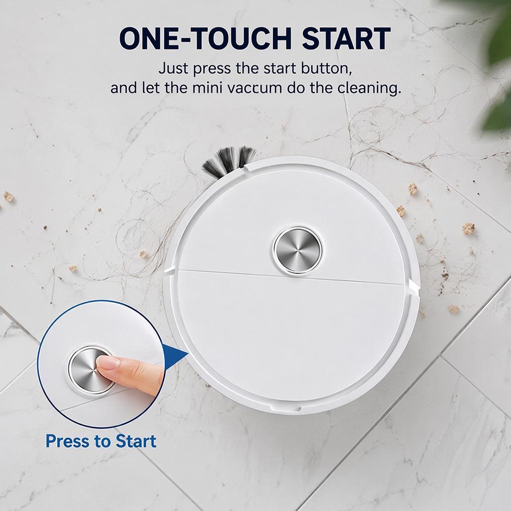 3 In 1 Intelligent Cleaning Robot Lightweight Mini Robots Vacuum Cleaner Compact Car Robot Vacuum for Pet Hair&Hard Floor&Carpet