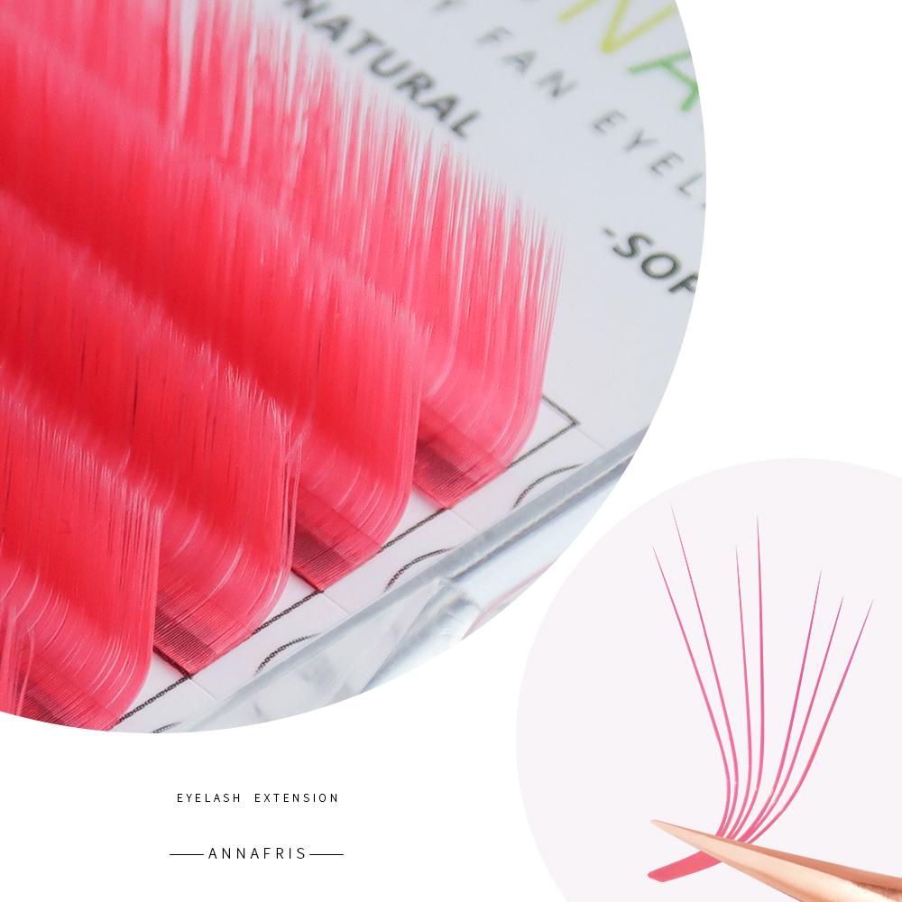 ANNAFRIS Цветное наращивание ресниц с легким веером, розовый/зеленый/коричневый/синий/фиолетовый, автоматические цветущие реснички из искусственной норки для макияжа