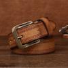 Мужской ремень из натуральной кожи с пряжкой из медной кожи первого слоя в стиле ретро, локомотивный мужской ремень из воловьей кожи