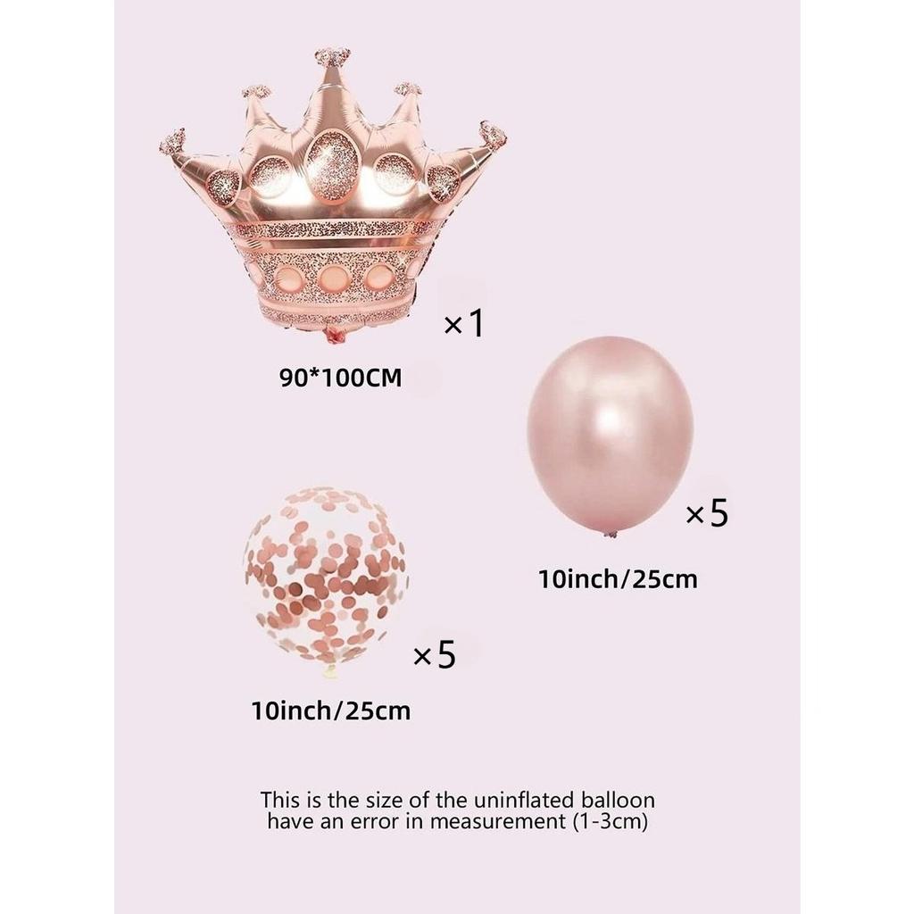 Pink Crown Balloon Sequin Ballons Set Foil Balloons Girls Birthday Party Baby Shower Bridal Party Decoration