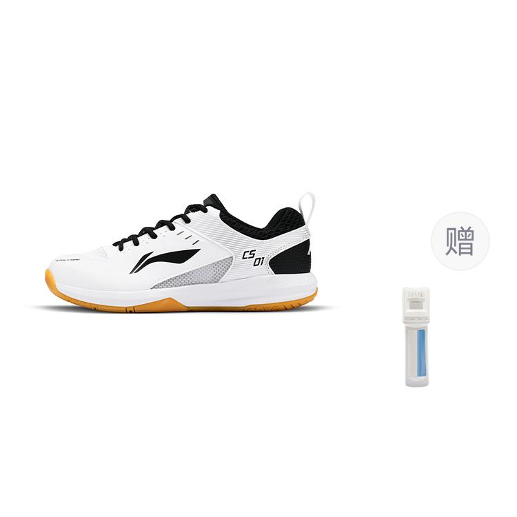 New LiNing Feather Cushioning, Slip Resistant, Abrasion Resistant, Breathable Low Top Badminton Shoes Unisex White Black AYTS034-5