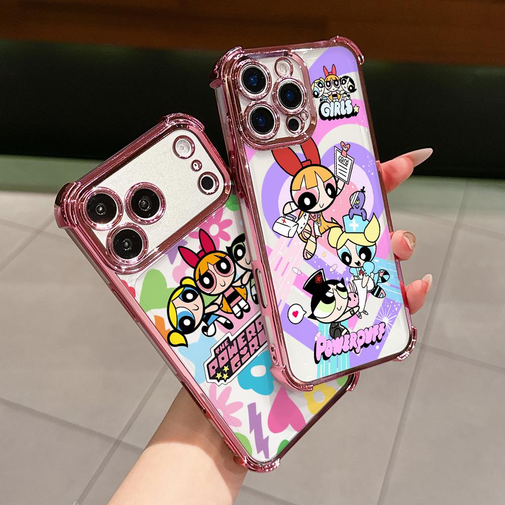 Cool Girl P-Powerpuffs Phone Case for Samsung Galaxy A57 A56 A55 A54 A53 A52 A37 A36 A16 A06 4G 5G Anti-drop Transparent Cover