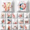 Colorful Graffiti Musical Instrument Print Pillowcase Car Ornaments Office Living Room Home Pillowcase