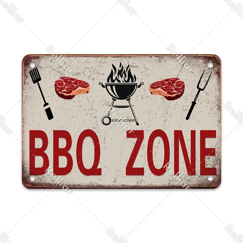 Металлическая табличка «Вечеринка BBQ» Ретро Декор для двора, сада, стены Знаки с правилами барбекю Винтажный плакат для гриля