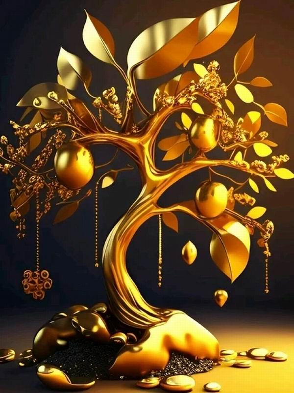 Алмазная картина, новая коллекция 2024, Дерево Богатства, сделай сам, полная квадратная круглая дрель, вышивка стразами, золотой пейзаж, мозаика, наборы для вышивки крестом