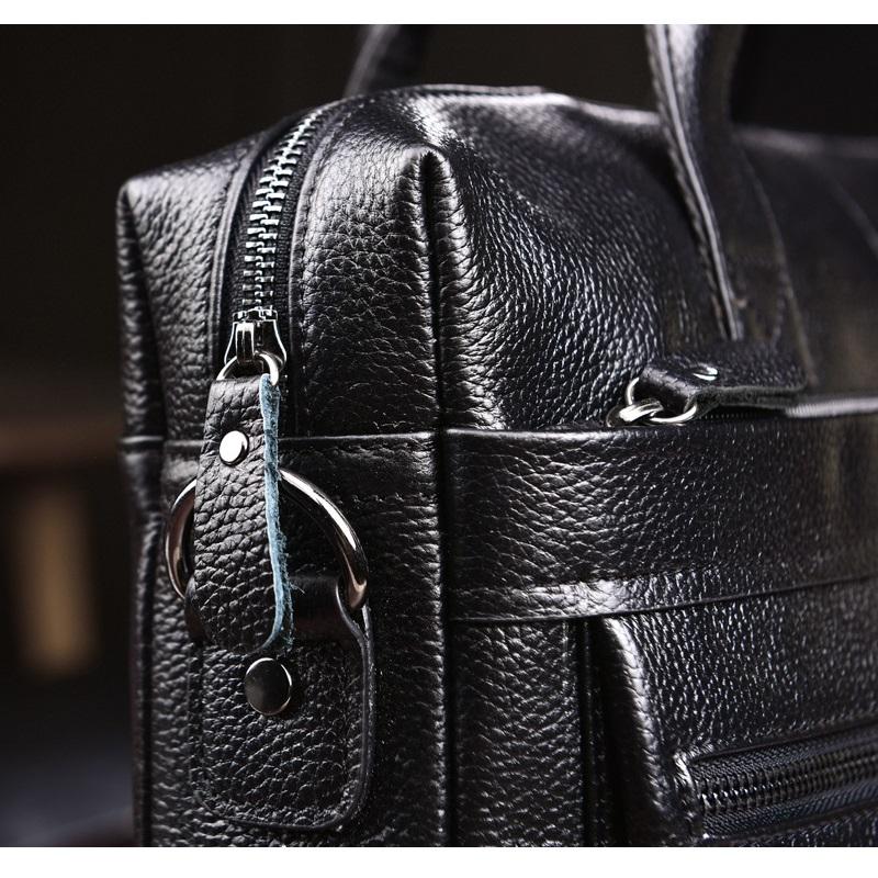 Genuine Leather Briefcase with Multiple Pockets