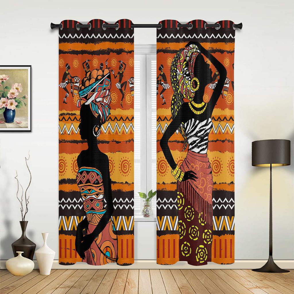 Ethnic Style African Women Black Women Curtains for Bedroom Living Room Drapes Kitchen Children's Room Window Curtain Home Decor