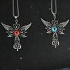 Natural Blue Devil's Eye Wings Pendant Ornament Creative Devil's Wings Cross Necklace Necklace