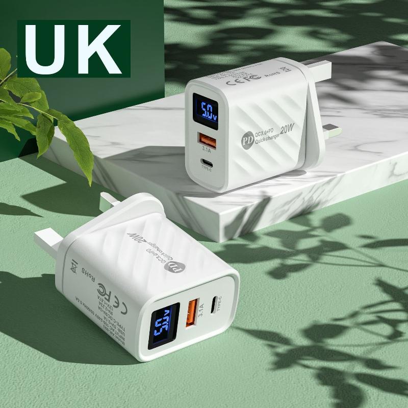 PD Type-C USB Быстрая зарядка 3.0 Настенное зарядное устройство для телефона 20 Вт Быстрая зарядка Цифровой дисплей Адаптер зарядного устройства