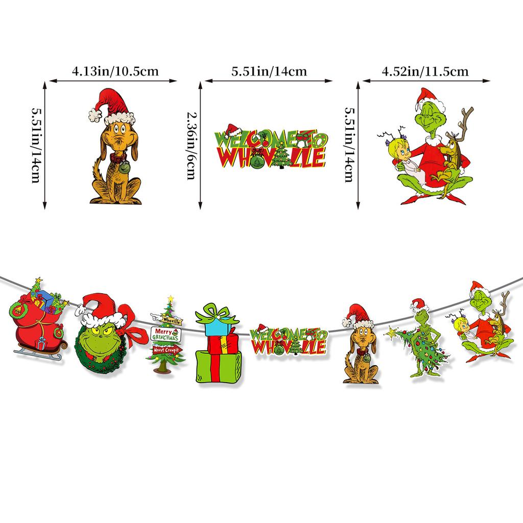 Christmas Grinch Theme Party Decoration Letter La Flag Welcome To Whoville Banner