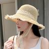 Elegant Lace Brim Sunshade Cap Breathable Colorful Straw Hat Summer Sun Protection Cap  Beach