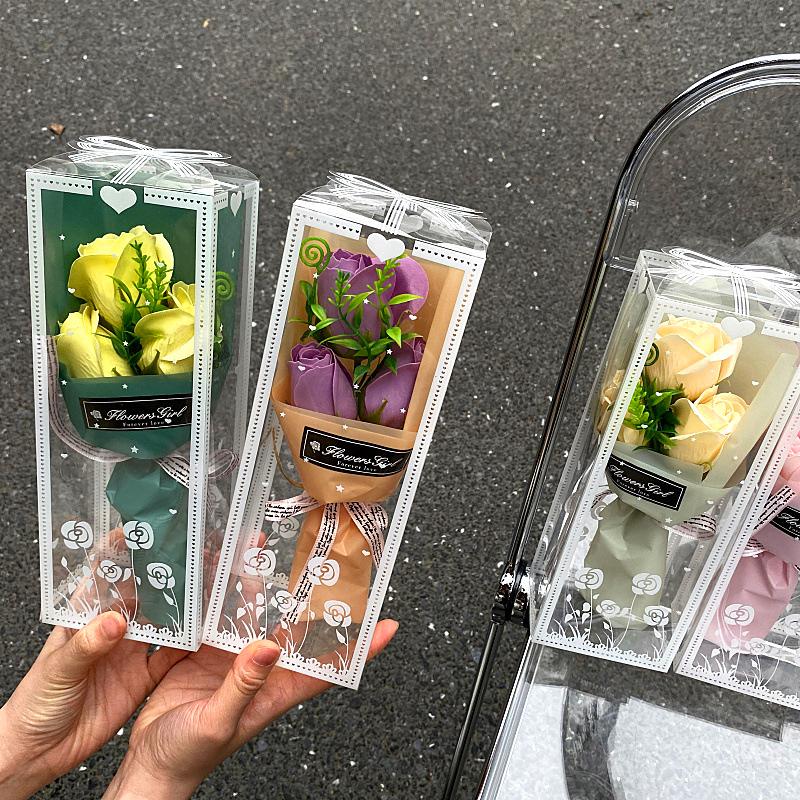 1 набор стойких ароматизированных мыльных цветов в подарочной коробке 9x7x25 см