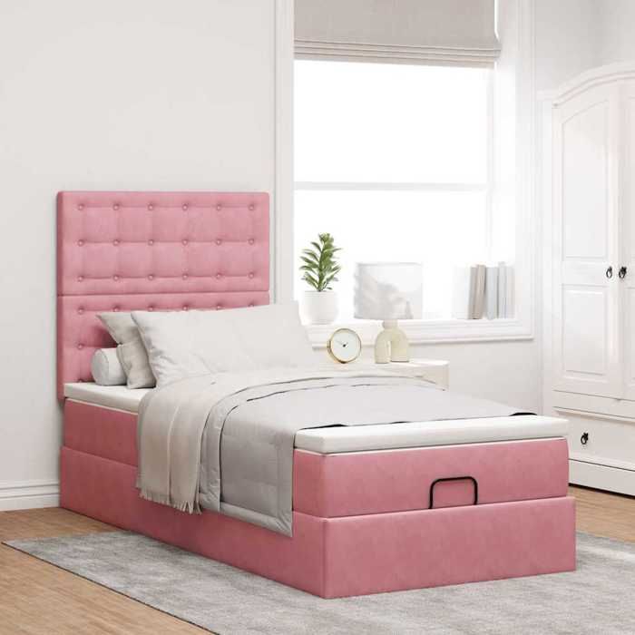 Maison Exclusive - Cadre de lit ottoman avec matelas rose 80x200 cm velours