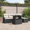 6-piece Garden Sofa Set with Black Poly Rattan Cushions, 2-seater Garden Sofa with Storage and Cushions 3361076