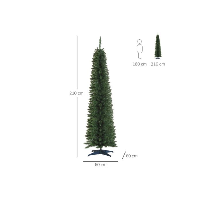 Sapin de Noël artificiel - MUVOE - Étoile de Noël - 2,1 m - 499 branches - Support inclus