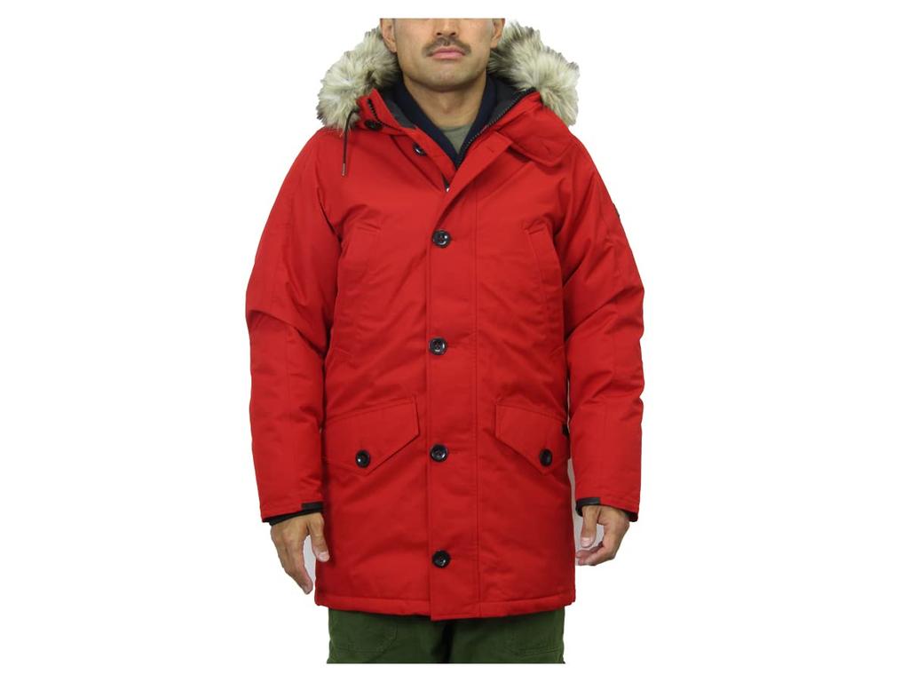 POLO RALPH LAUREN Fur Hooded Down Size 0101860 Men's N-3B Jacket, M, Red,