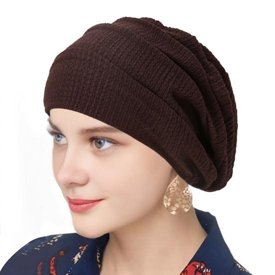 Women Hat Solid Color Pile Design Turban Hat Lightweight Breathable