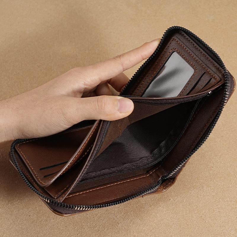 Короткий маленький кошелек на молнии для мужчин, зажим для денег, винтажный кошелек, модный повседневный держатель для карт из ПУ кожи с карманом для монет, высокое качество