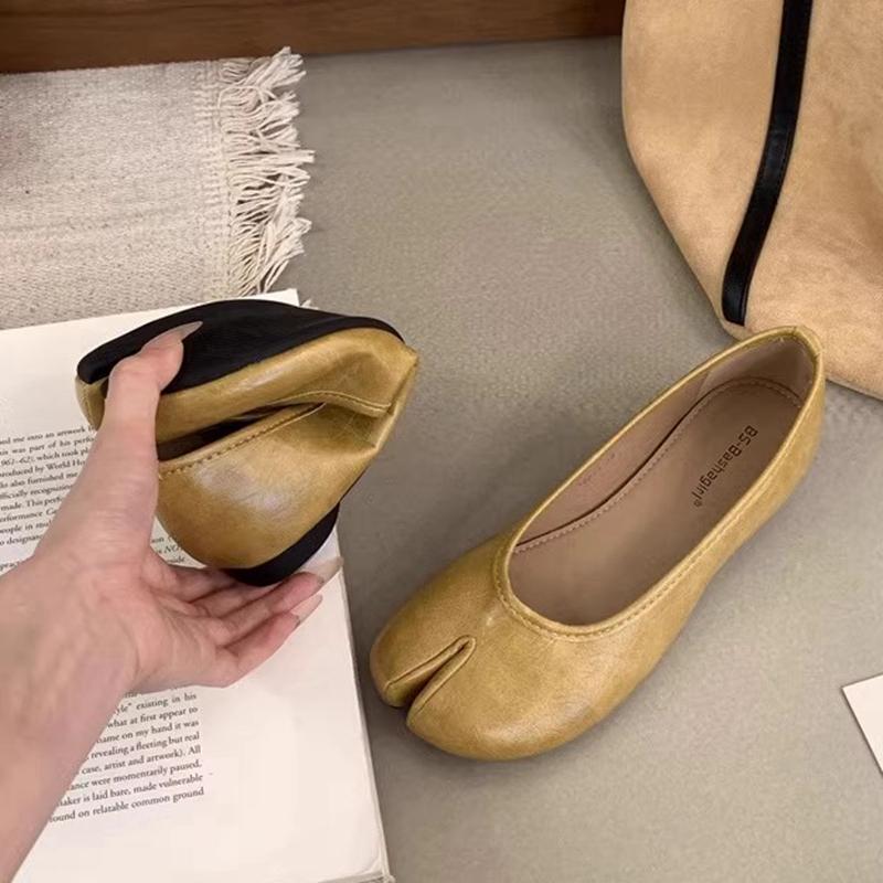 Модные SUOJIALUN 2025 Весна Новинка Бренд Женские Балетки Модные С Раздельным Носком Плоские Балетки Мелкие Слипоны Женские Повседневные Слипоны Лоферы