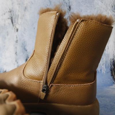 Зимние меховые интегрированные сноубутсы, утолщенные теплые шерстяные, морозостойкие, уличные водонепроницаемые и нескользящие хлопковые ботинки 40 хлопковые ботинки