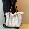Женская летняя сумка с кисточками, большая вместительная сумка на плечо, модная вязаная пляжная сумка-тоут с ручкой сверху