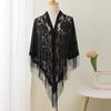 Hollow Out Shawl New Triangle Spring and Autumn Solid Color Cardigan Breathable and Fashionable Lace Outer Scarf
