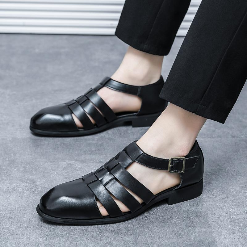 Summer Fashion New Men Gladiators Buckle Casual Shoes Breathable Beach Sandals Outdoor Slippers Black White Plus Size